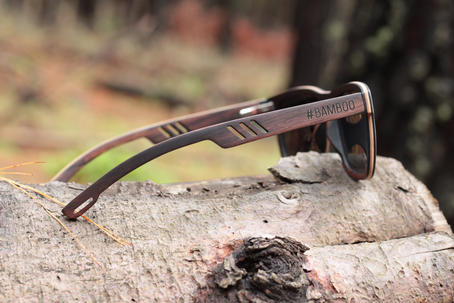 SOLID WOOD Men's Sunglasses Zebra Wood Grey Polarised Lens - THE BRILL - Hashtag Bamboo