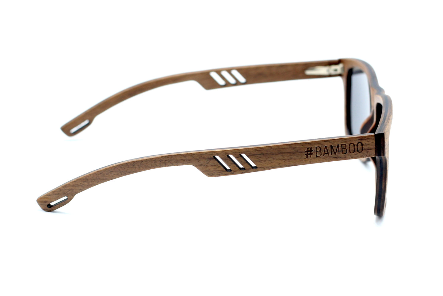 SOLID WOOD Men's Sunglasses Zebra Wood Grey Polarised Lens - THE BRILL - Hashtag Bamboo