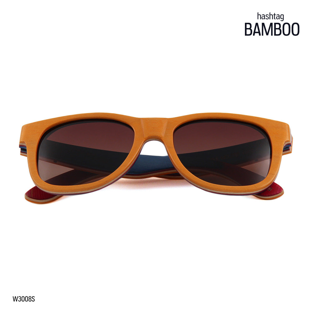 SKATEBOARD Sunglasses SOLID WOOD Polarised Lens - Wayfarer Ladies - Hashtag Bamboo