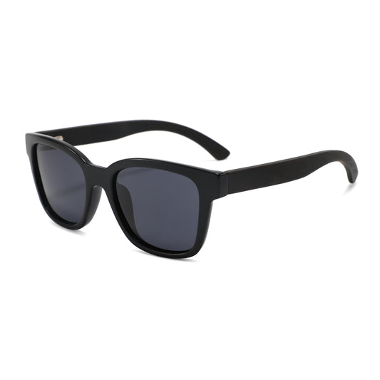 LEAH BLACK Ladies Sunglasses Polarised Lens Wooden Arms