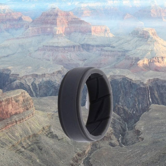 Men's Grey Silicone Ring 8mm Bevelled Edge