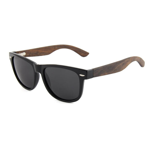 Wayfarer Polarised BLACK Lens with Wooden Arms - THE VAYA - Hashtag Bamboo