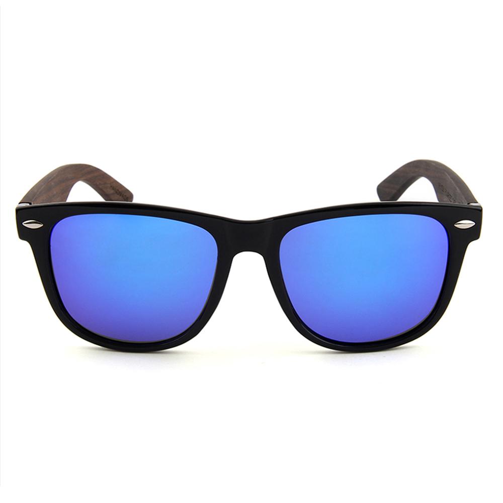 Wayfarer Polarised BLUE Lens with Wooden Arms - THE VAYA - Hashtag Bamboo