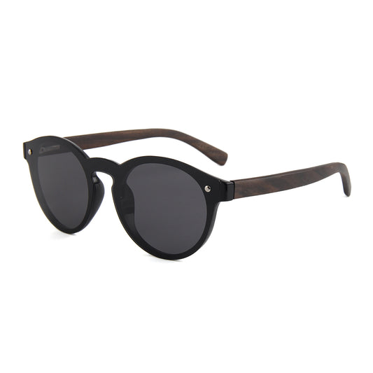 SLIM SHADY BLACK Sunglasses Ladies Polarised Lens Wooden Arms - Hashtag Bamboo