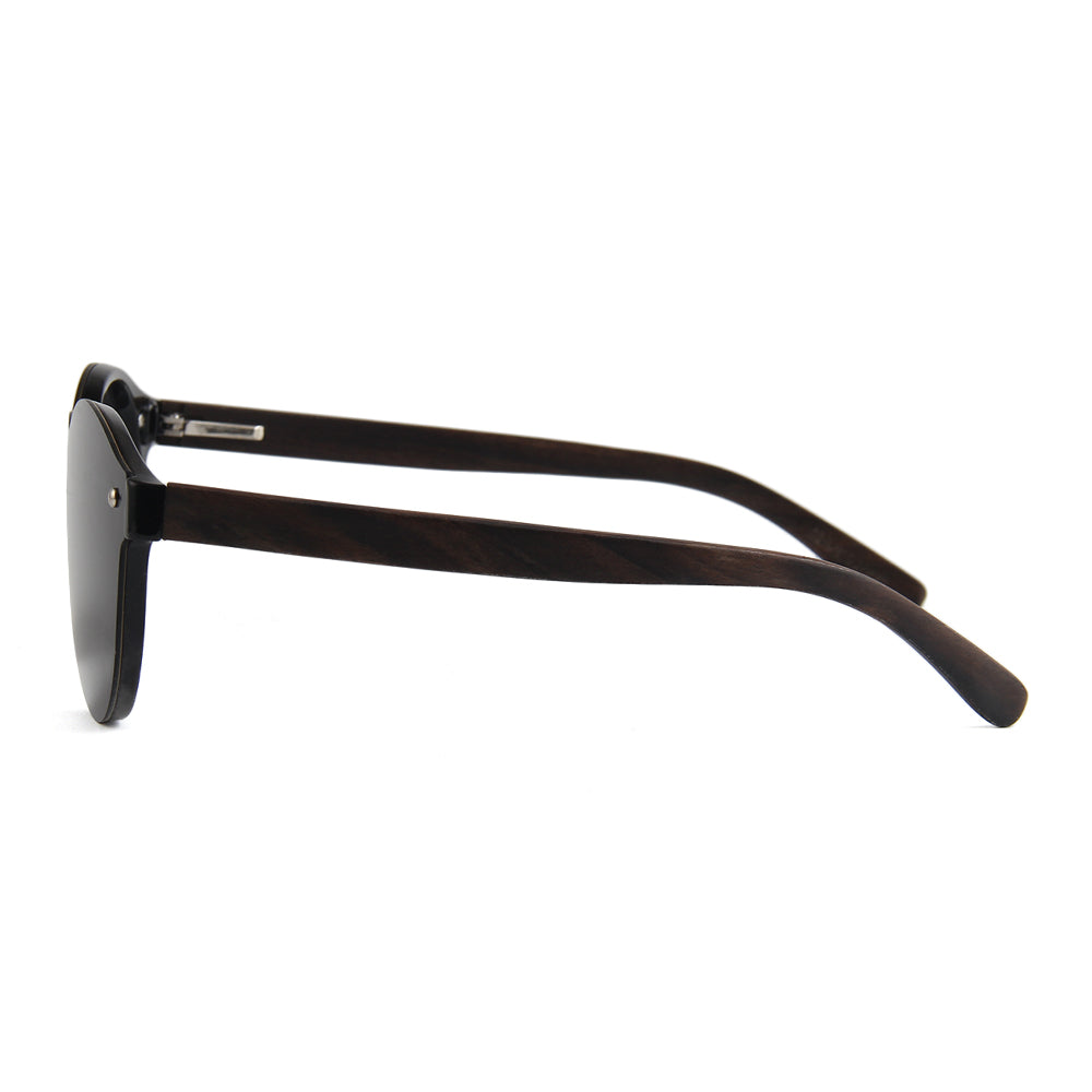 SLIM SHADY BLACK Sunglasses Ladies Polarised Lens Wooden Arms - Hashtag Bamboo