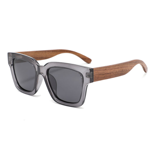 HARPER SMOKY GREY Ladies Sunglasses Polarised Lens Wooden Arms