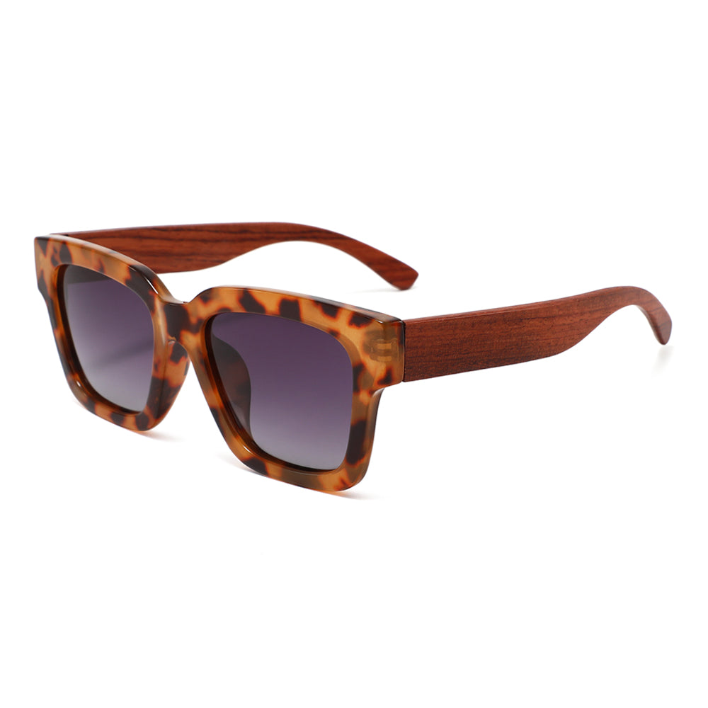 HARPER TS GREY Ladies Sunglasses Polarised Lens Wooden Arms