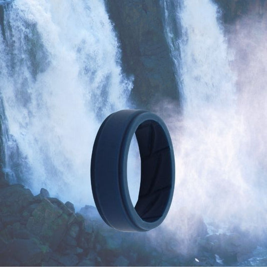 Men's Teal Silicone Ring 8mm Bevelled Edge