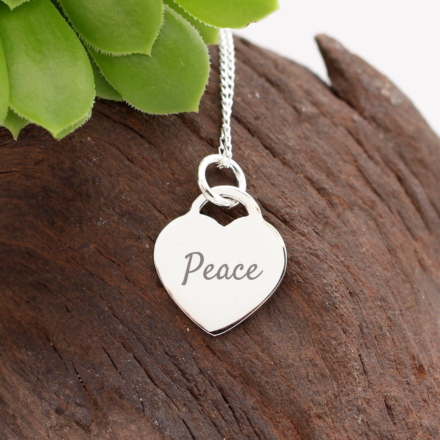 925 Sterling Silver Heart Engravable Pendant - Large