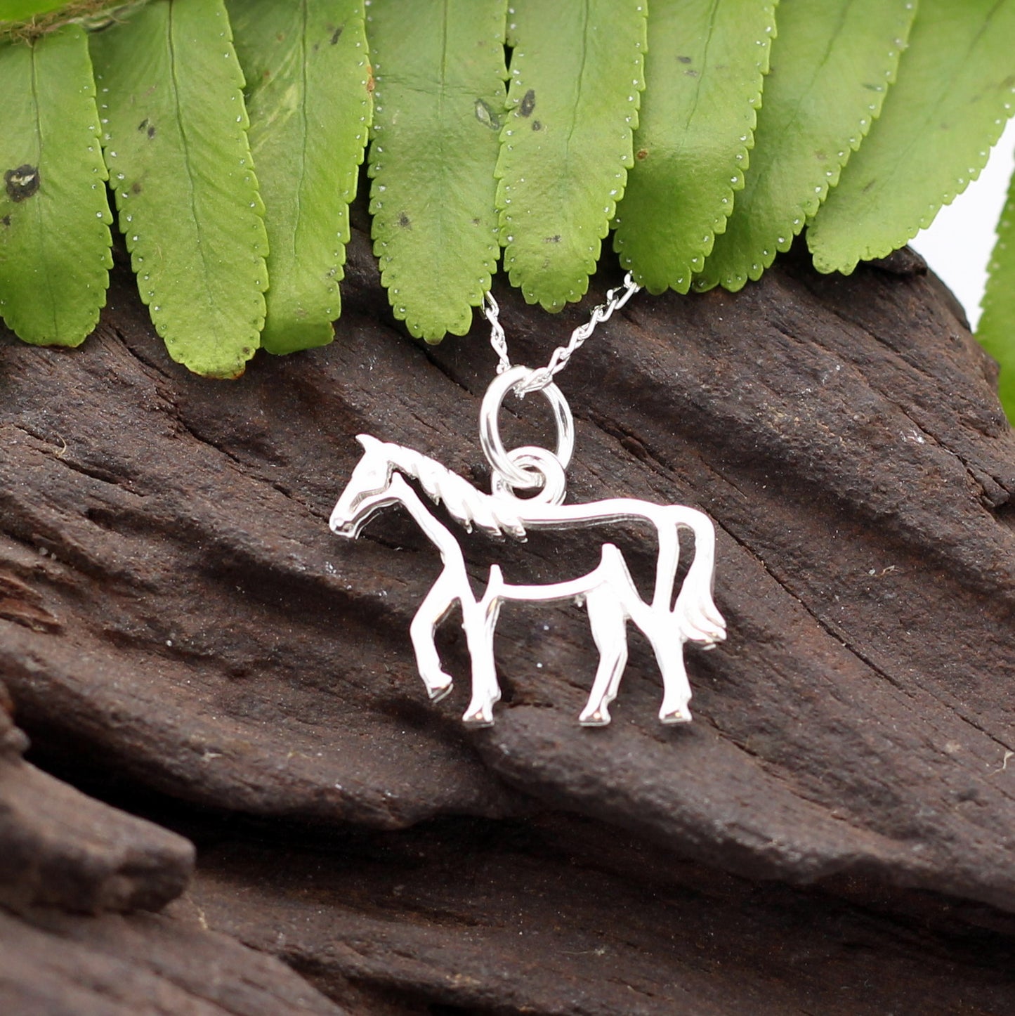 925 sterling silver horse pendant, outline, equestrian jewellery.
