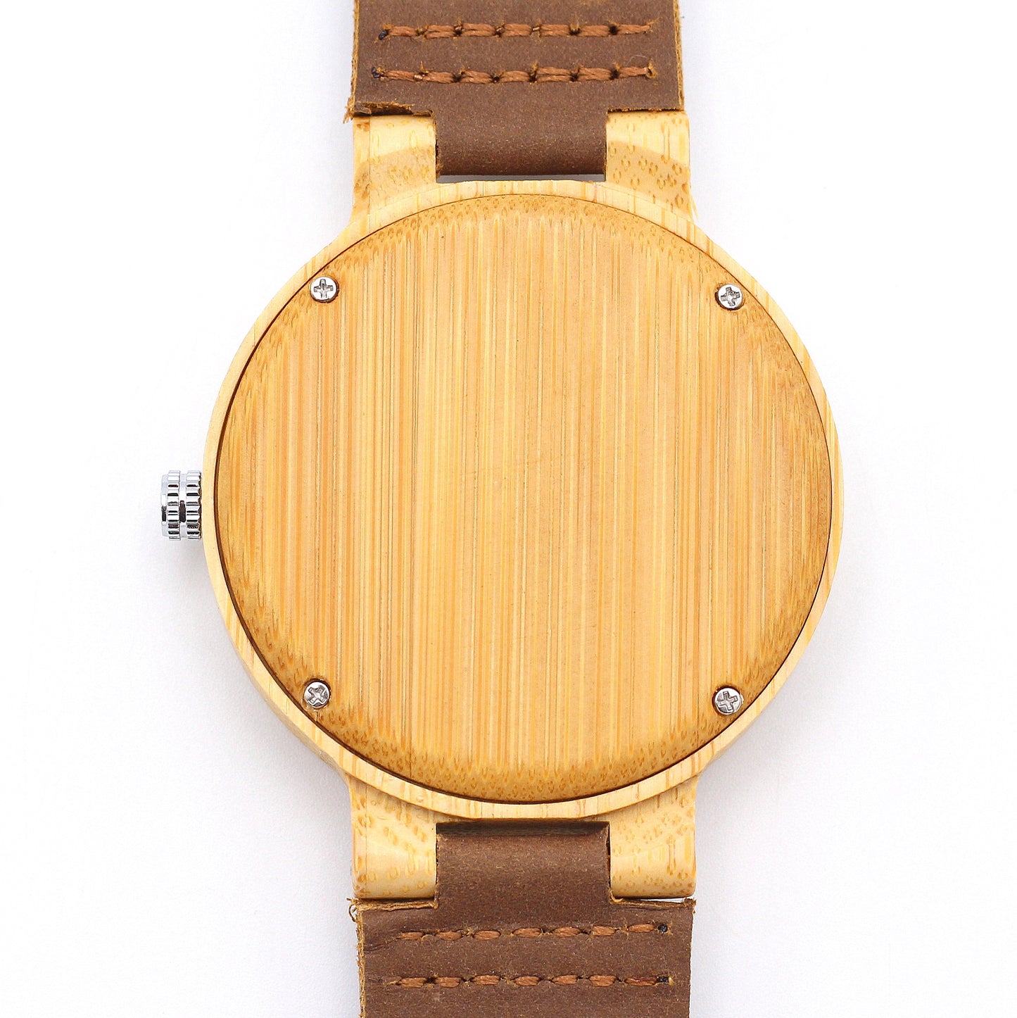 MANLY ARCHER Men's Bamboo Watch Brown Leather Strap