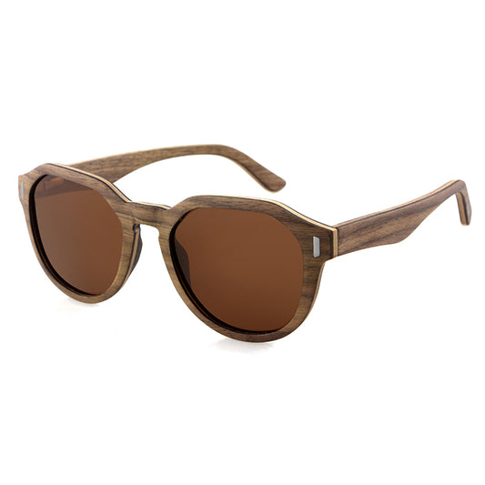 AURORA WALNUT BROWN Ladies Wood Sunglasses Polarised Lens - Hashtag Bamboo