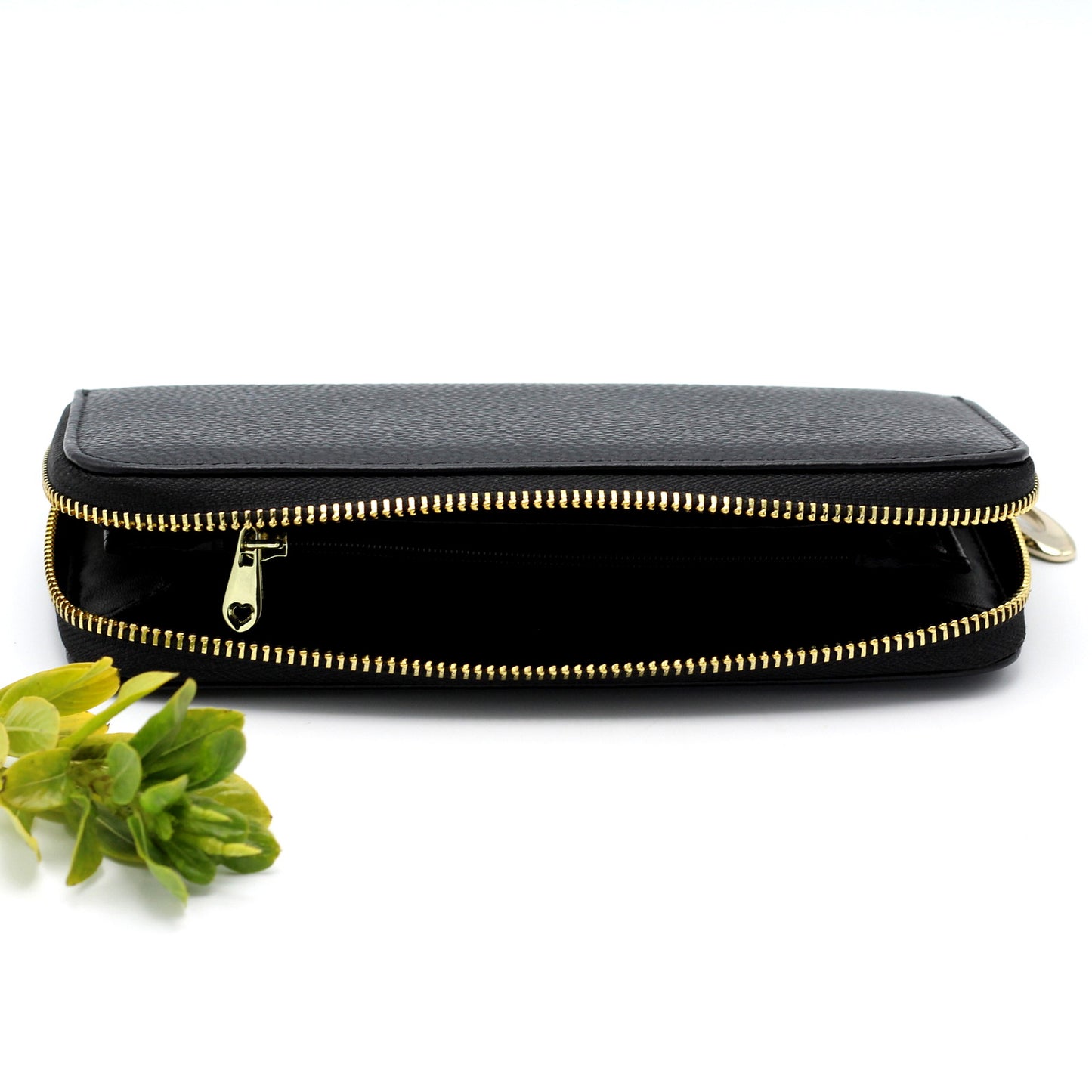 Ladies Genuine Leather Wallet RFID Blocking BLACK