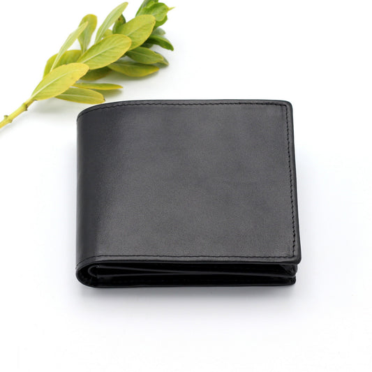 Men's Genuine Leather Wallet RFID Blocking BLACK