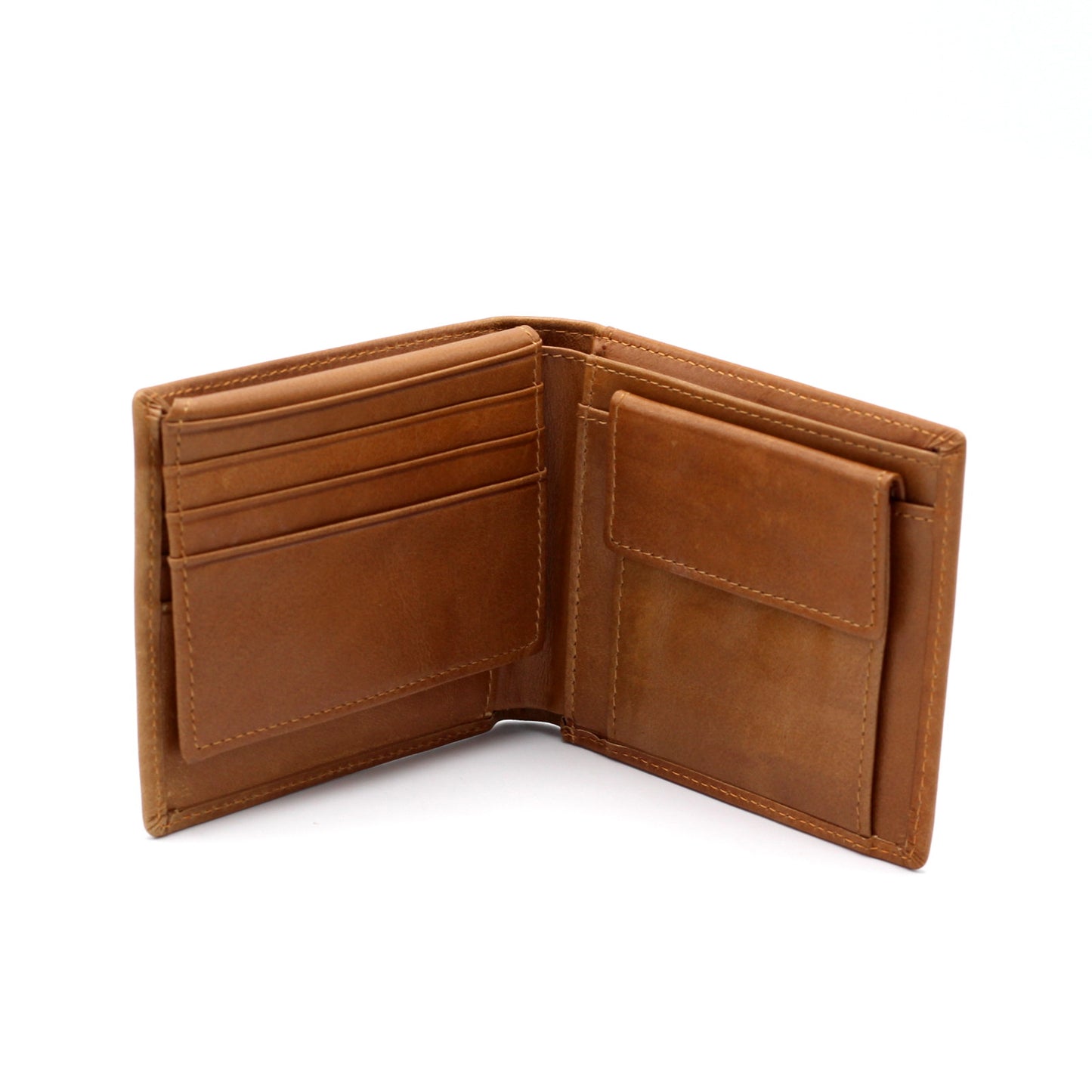 Men's Genuine Leather Wallet RFID Blocking TAN