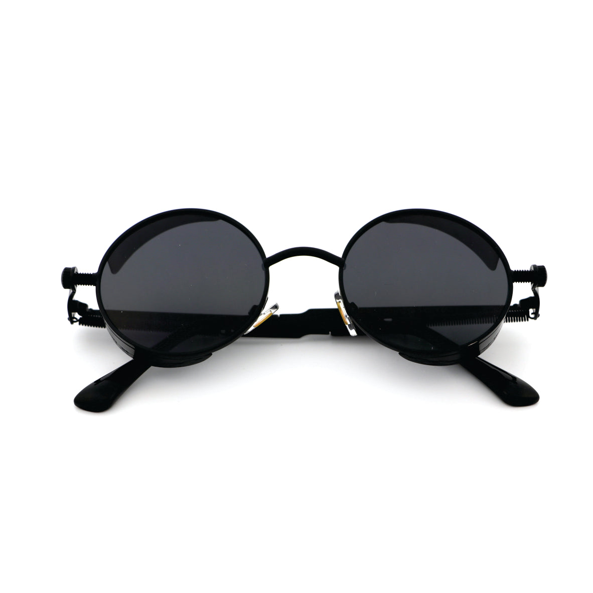 Black Circular Sunglasses Steampunk HIPSTER BLACK Round