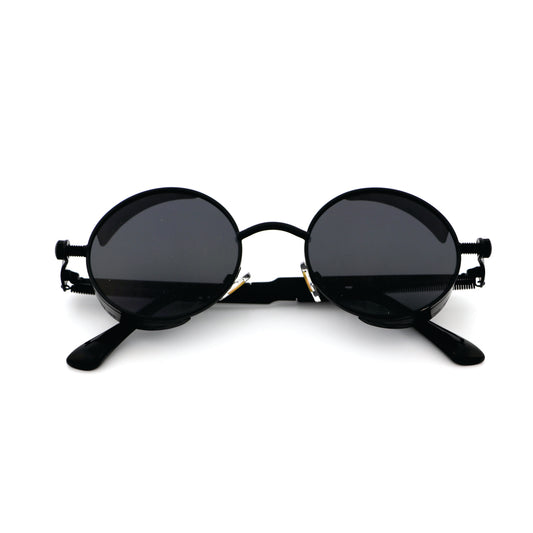 Steampunk HIPSTER BLACK Round Glasses Polarised Sunglasses