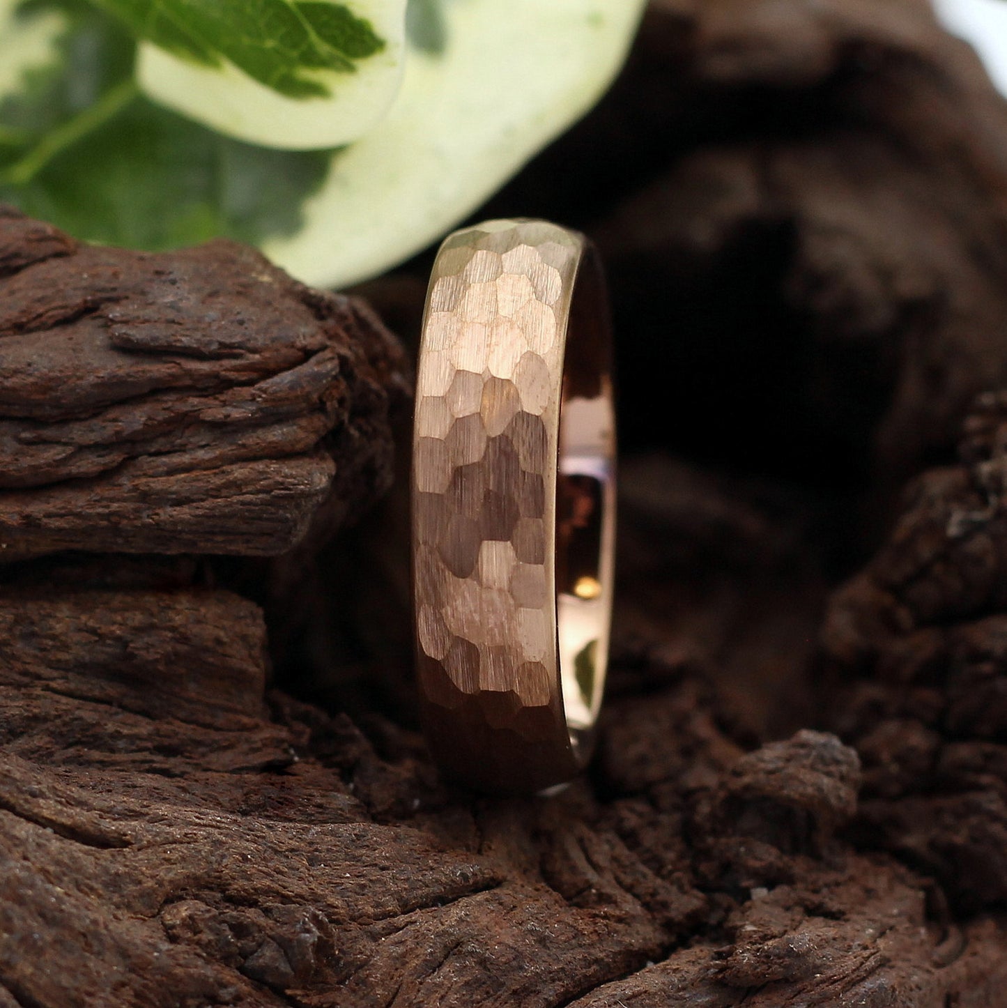 Men's Bronze Hammer Tungsten Ring 6mm Band