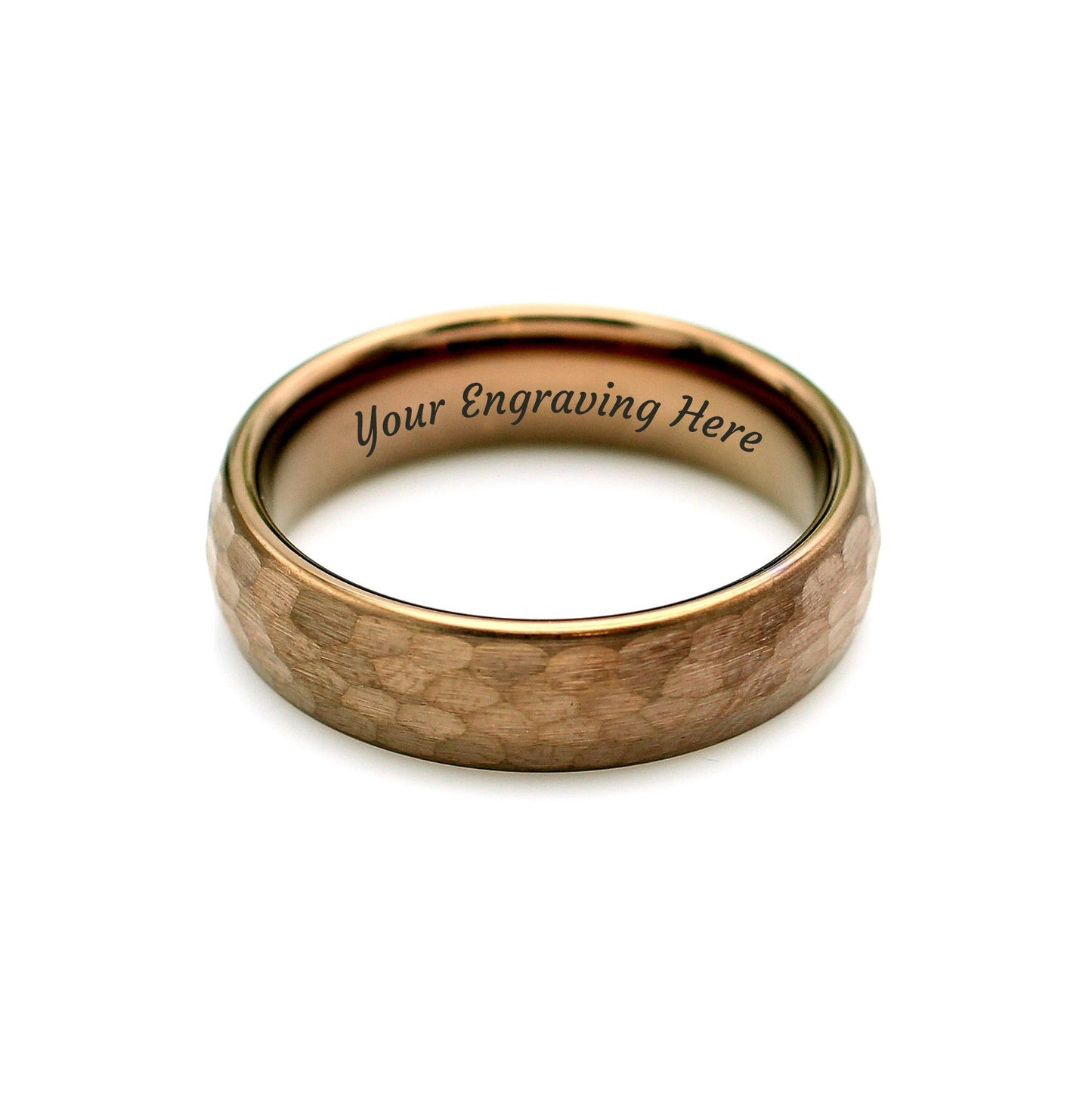 Men's Bronze Hammer Tungsten Ring 6mm Band