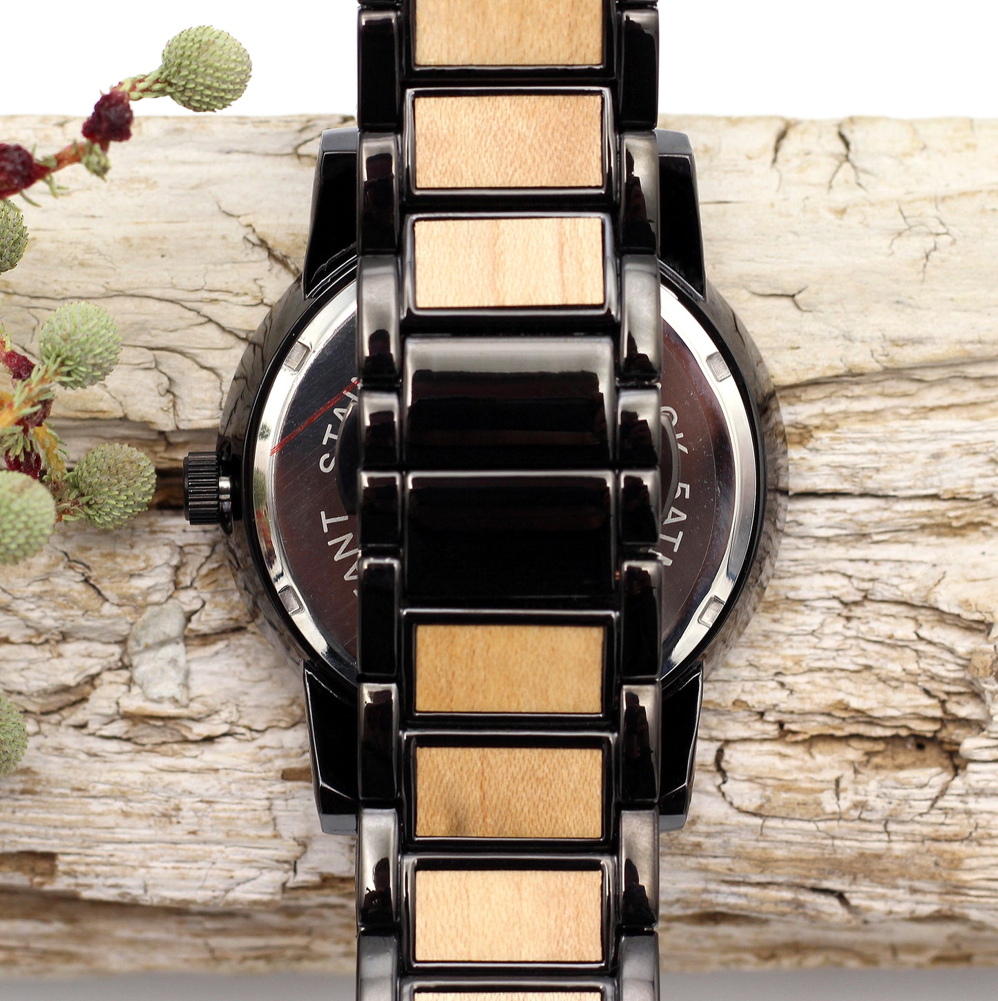 BRUCE NOIR Stainless Steel & Maple Wood Watch
