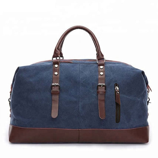 COLUMBUS BLUE Canvas and Vegan Leather Travel Duffel Bag