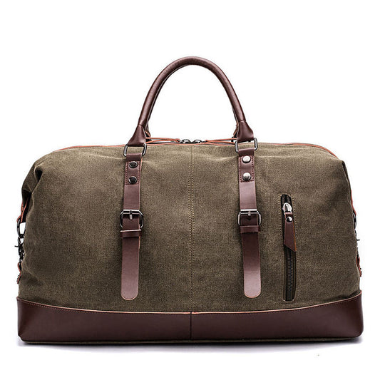 COLUMBUS GREEN Canvas and Vegan Leather Travel Duffel Bag