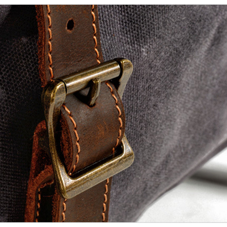 GAMBINO GREY Waxed Canvas Genuine Leather Travel Duffel Bag