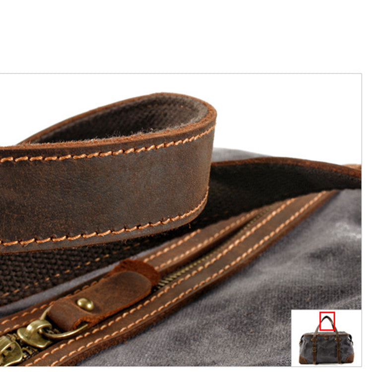 GAMBINO GREY Waxed Canvas Genuine Leather Travel Duffel Bag