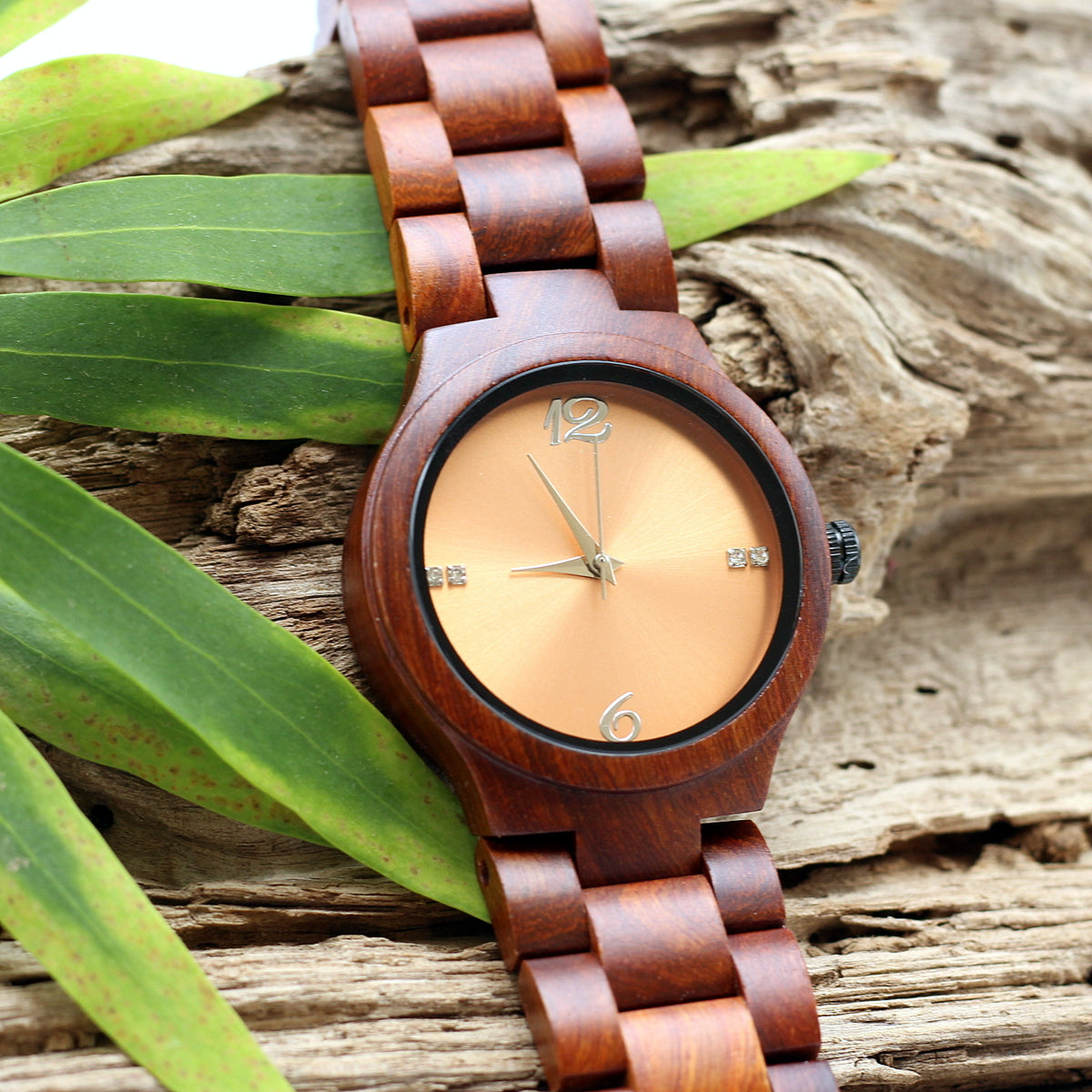 DUSK Ladies Rosewood Watch with Wooden Strap