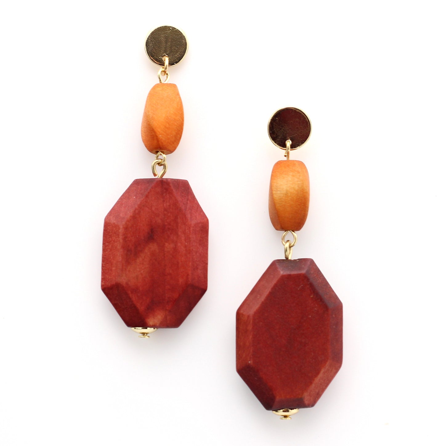 Earrings Handmade Geo Wood