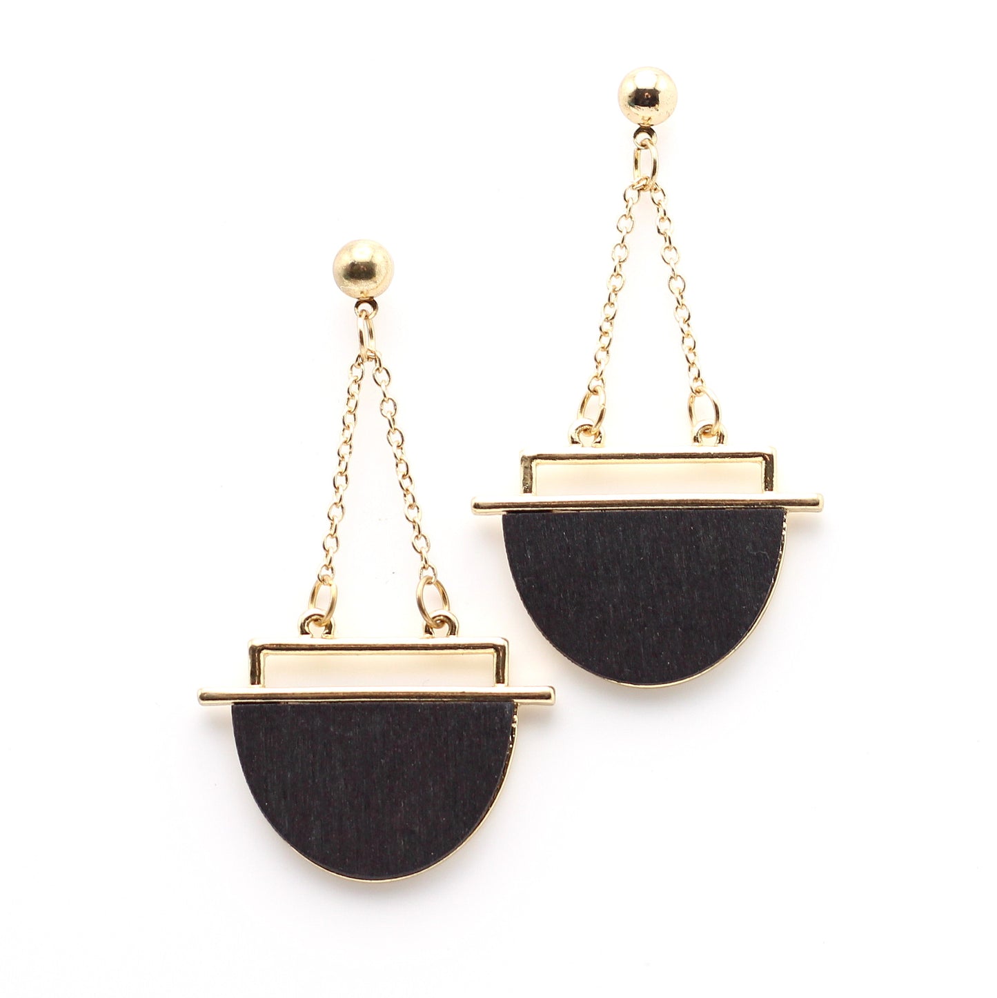 Earrings Metal Wood Dangly