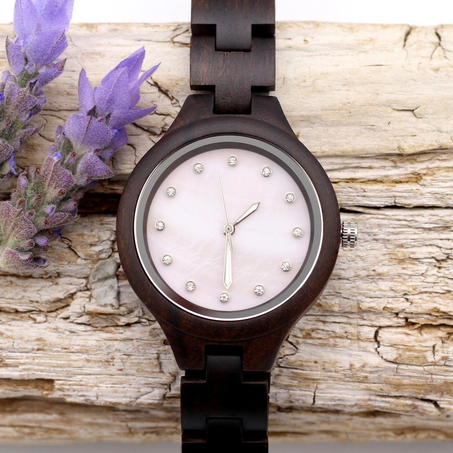 PEARL EBONY PINK Ladies Wood Watch Wooden Strap