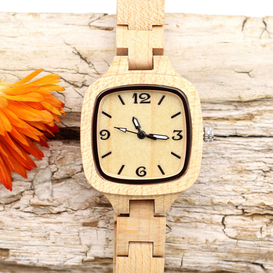 ECO BELLA -  FEMWOOD Ladies Wooden Watch with Wood Strap - Hashtag Bamboo