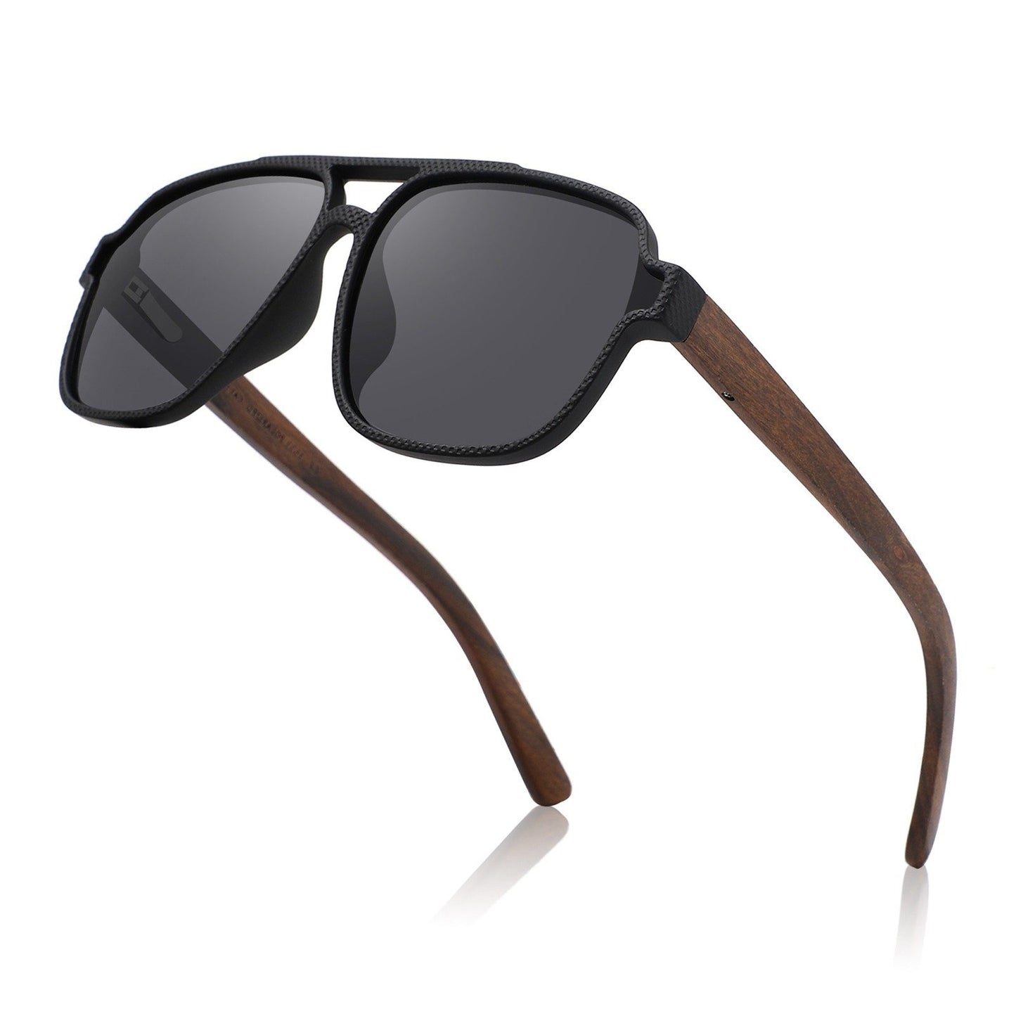 REMI BLACK Sunglasses Polarised Lens Wooden Arms