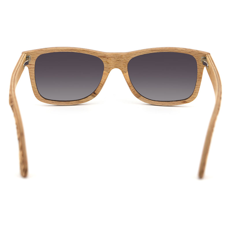 MAMOA GREY Men's Patterned Wood Sunglasses Polarised Lens