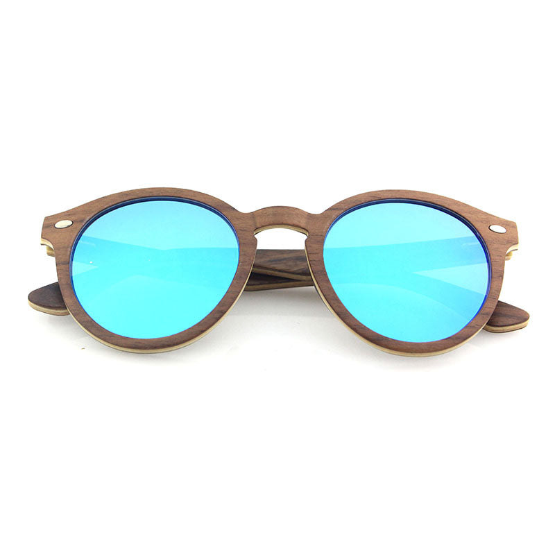 CORANA WALNUT BLUE Wooden Sunglasses Polarised Lens. Personalise them for R50.