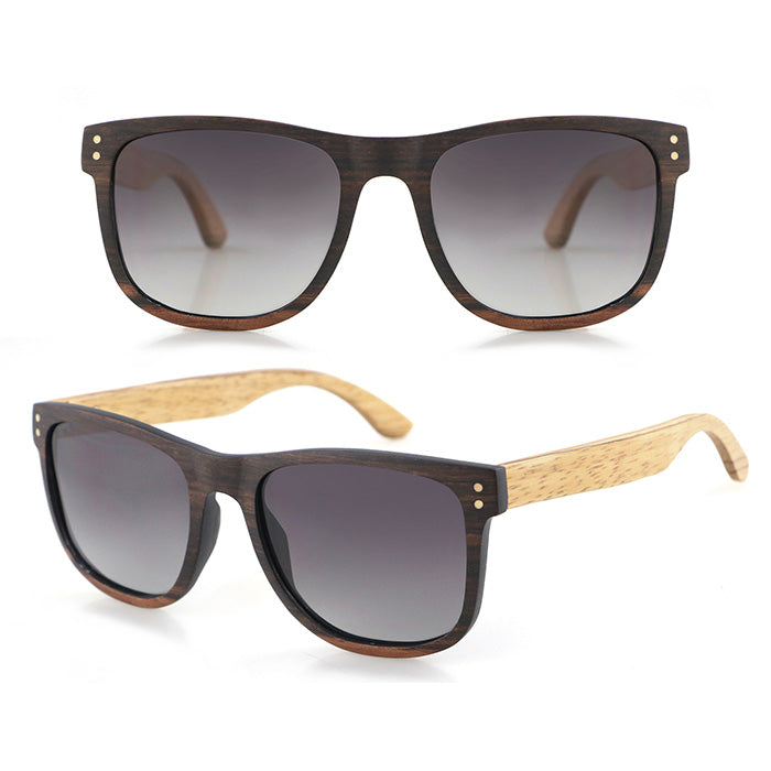 ROSSI EBONY Men's Wood Sunglasses Grey Polarised Lens - Hashtag Bamboo