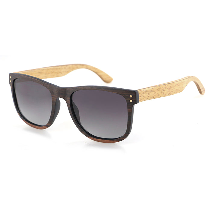 ROSSI EBONY Men's Wood Sunglasses Grey Polarised Lens - Hashtag Bamboo