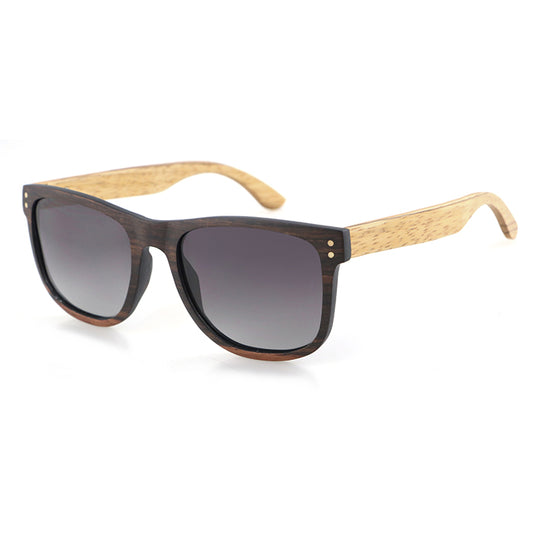 ROSSI EBONY Men's Wood Sunglasses Grey Polarised Lens - Hashtag Bamboo