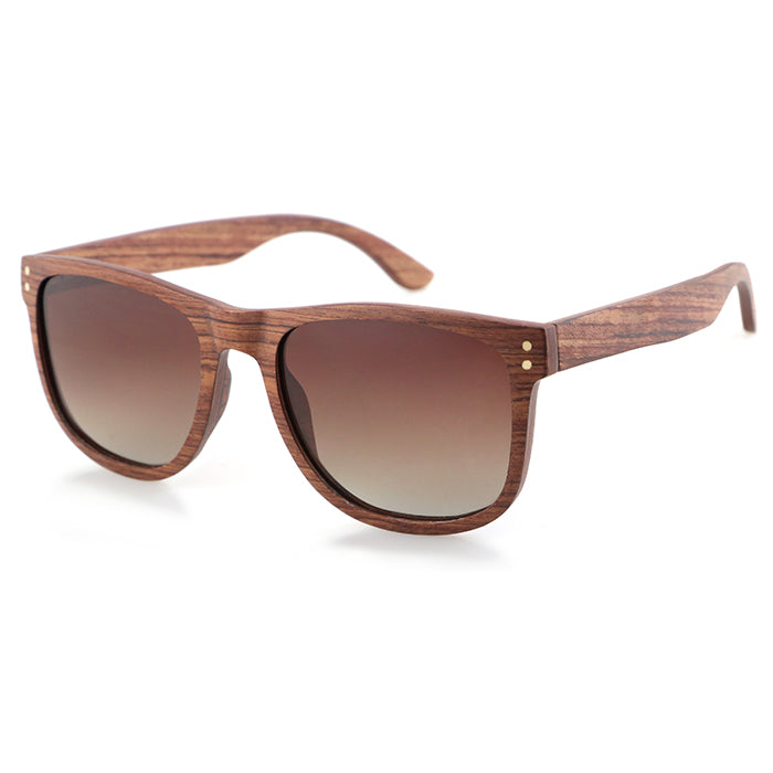 ROSSI BROWN Men's Walnut Wood Sunglasses Polarised Lens - Hashtag Bamboo