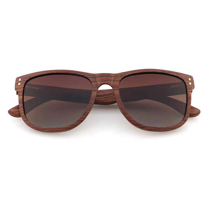 ROSSI BROWN Men's Walnut Wood Sunglasses Polarised Lens - Hashtag Bamboo