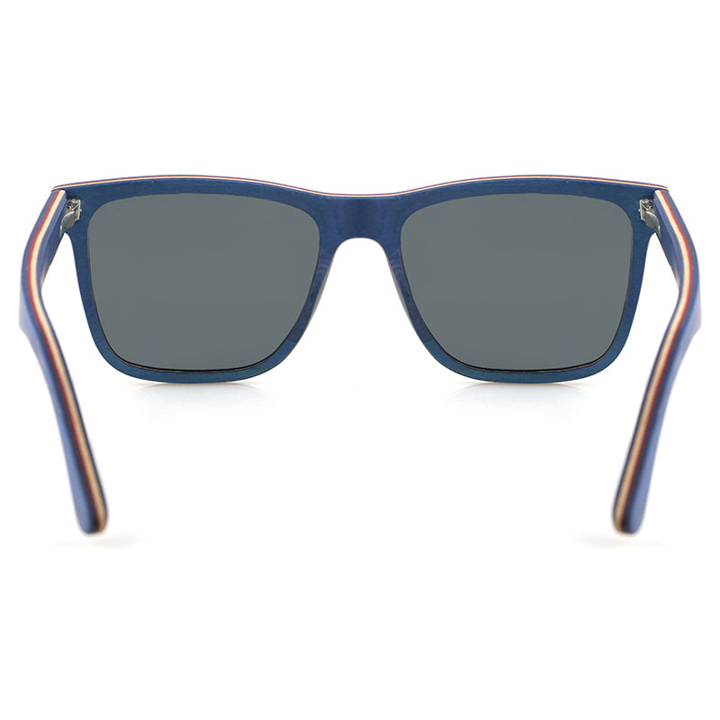 THE VASCO Sunglasses SOLID WOOD Men's Blue Ebony Wood Grey Polarised Lens - Hashtag Bamboo