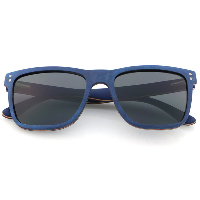 THE VASCO Sunglasses SOLID WOOD Men's Blue Ebony Wood Grey Polarised Lens - Hashtag Bamboo