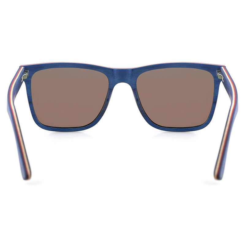 VASCO BLUE Men's Blue Ebony Wood Sunglasses Blue Polarised Lens - Hashtag Bamboo
