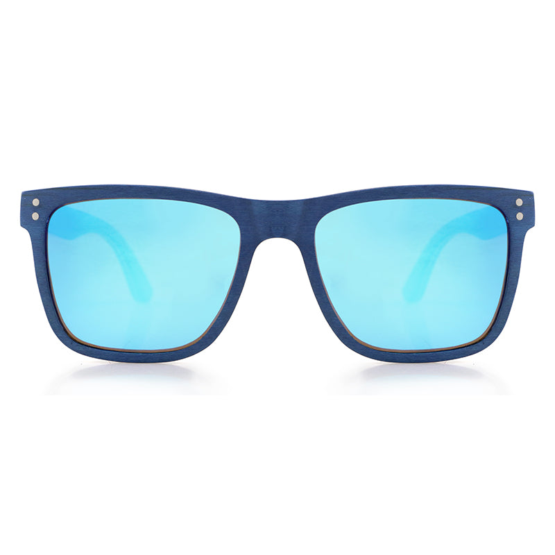 VASCO BLUE Men's Blue Ebony Wood Sunglasses Blue Polarised Lens - Hashtag Bamboo
