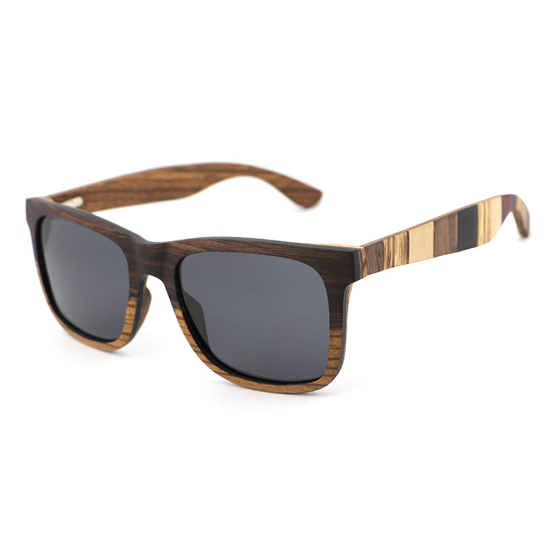 DUVALL GREY Men's Wooden Sunglasses Two Tone Wood Polarised Lens