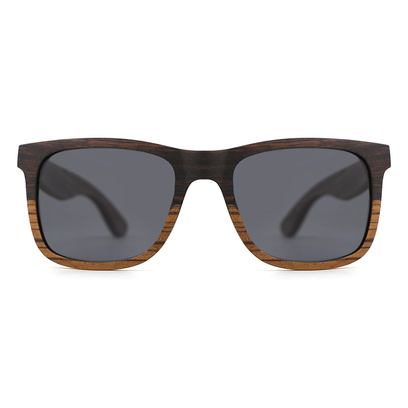 DUVALL GREY Men's Wooden Sunglasses Two Tone Wood Polarised Lens