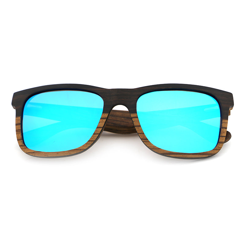 DUVALL BLUE Men's Wooden Sunglasses Two Tone Wood Polarised Lens