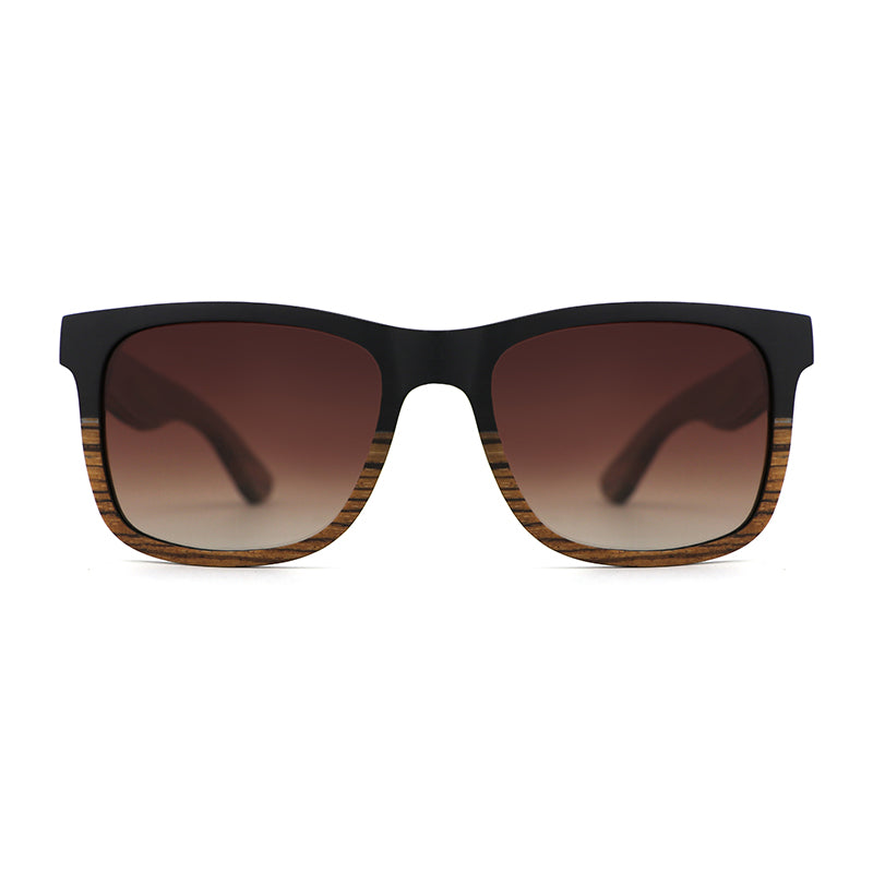 DUVALL BROWN Men's Wooden Sunglasses Two Tone Wood G5 Polarised Lens