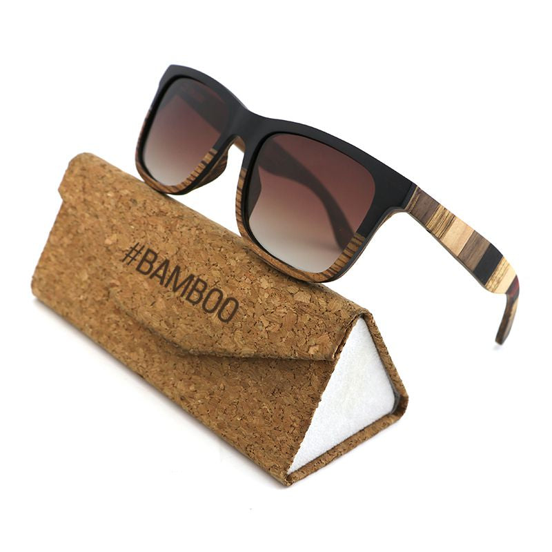 DUVALL BROWN Men's Wooden Sunglasses Two Tone Wood G5 Polarised Lens